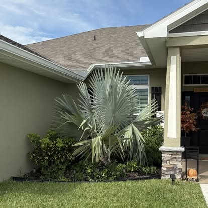 Trimmed landscaping at a Fort Pierce FL home entrance